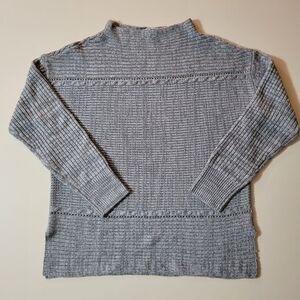 Westport 1962 Women's Gray Funnel Neck Cable Knit Long Sleeve Pullover Sweater